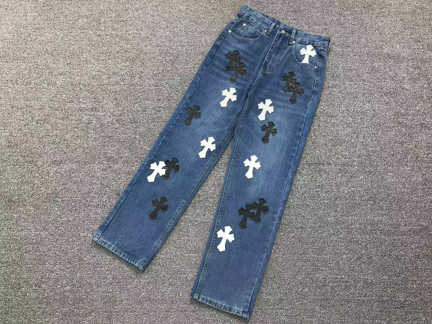 Chrome Hearts Cross Patch Pantalon Jeans Azul