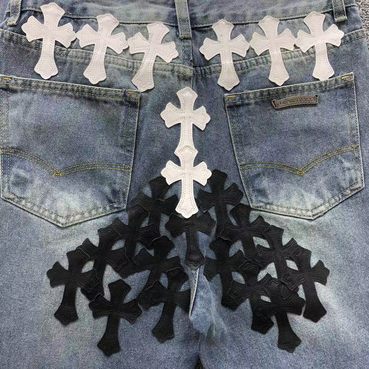 Chrome Hearts Cross Patch Pantalon Jeans Azul Lavado