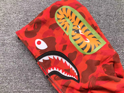 BAPE COLOR CAMO SHARK FULL ZIP HOODIE RED