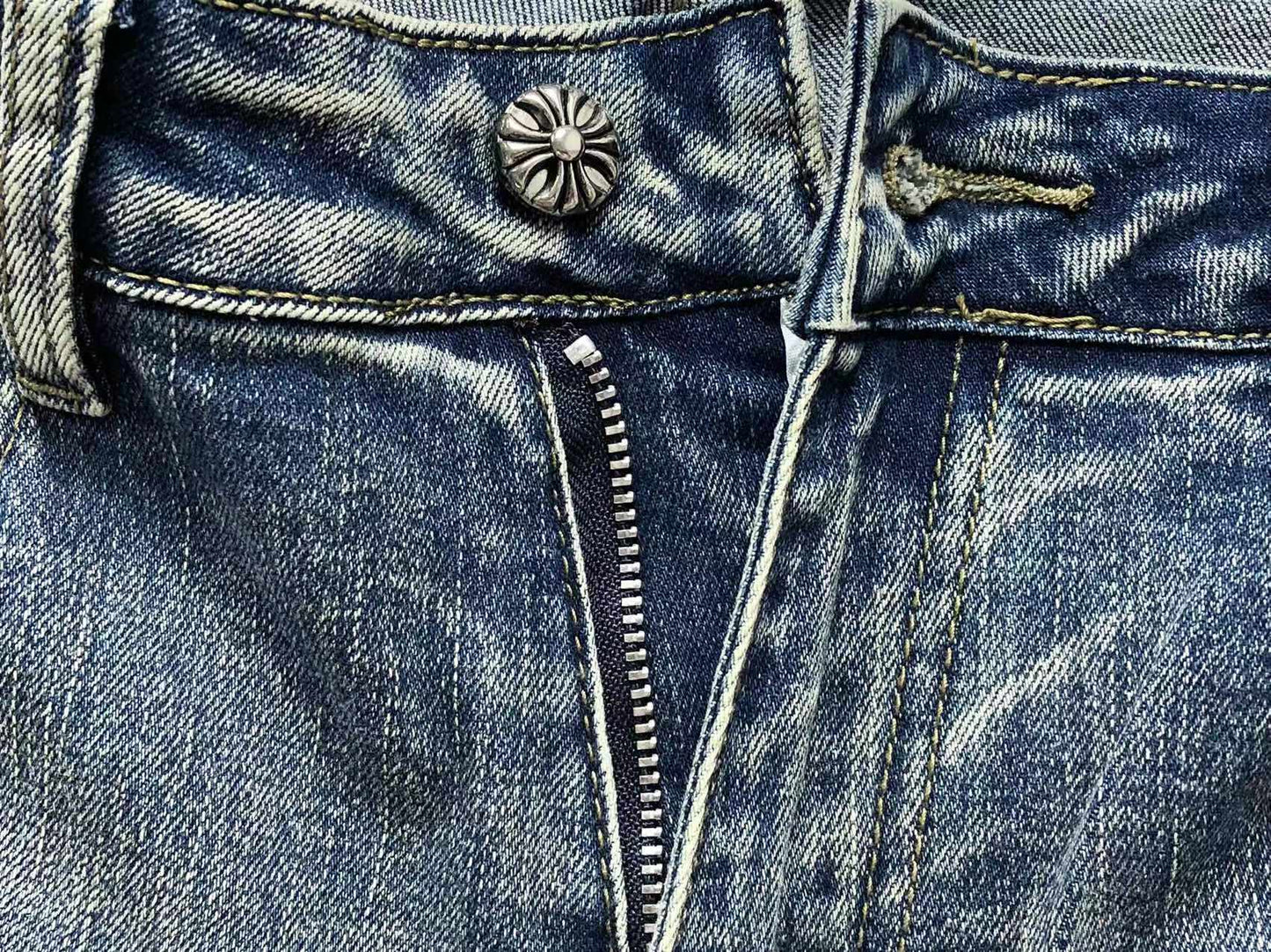 Chrome Hearts Cross Patch Pantalon Jeans Azul Lavado