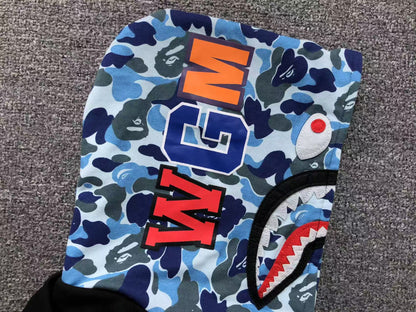 BAPE ABC SHARK FULL ZIP DOUBLE HOODIE BLACK BLUE