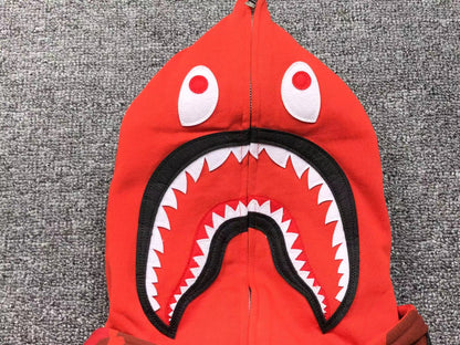 BAPE COLOR CAMO SHARK WIDE FULL ZIP DOUBLE HOODIE RED