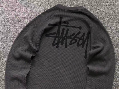 Remera Stussy Thermal Raglan Negra