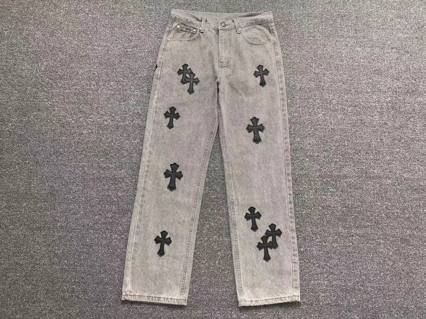 Chrome Hearts Cross Patch Pantalon Jeans Gris