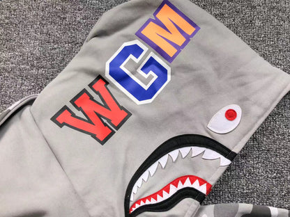 BAPE COLOR CAMO SHARK WIDE FULL ZIP DOUBLE HOODIE GRAY