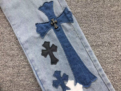 Chrome Hearts Cross Patch Pantalon Jeans Azul