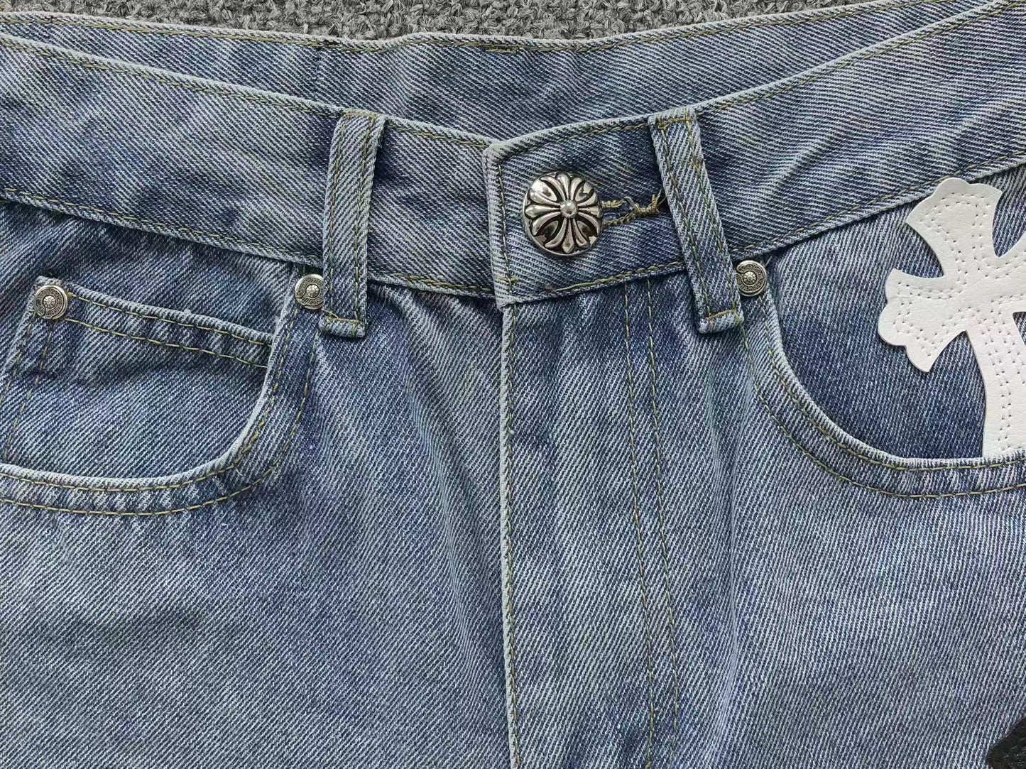 Chrome Hearts Cross Patch Pantalon Jeans Azul