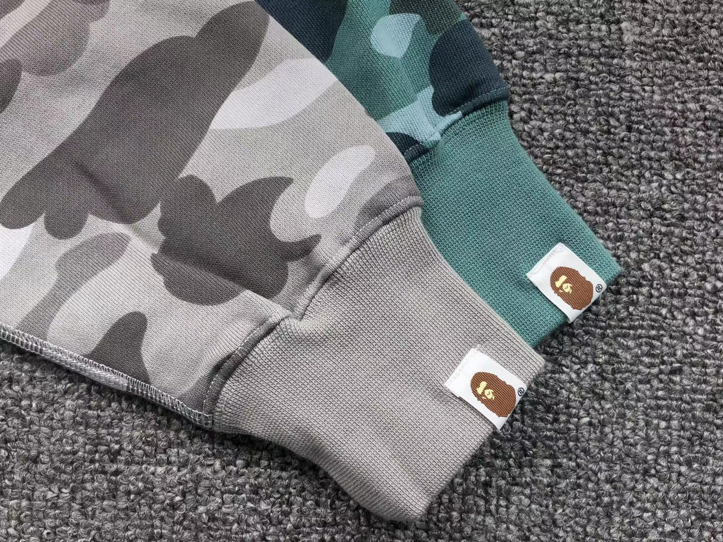 BAPE COLOR CAMO SHARK WIDE FULL ZIP DOUBLE HOODIE GREEN