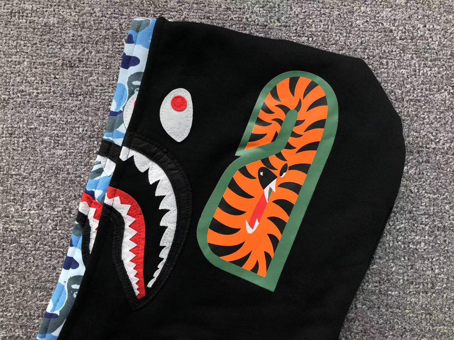 BAPE ABC SHARK FULL ZIP DOUBLE HOODIE BLACK BLUE