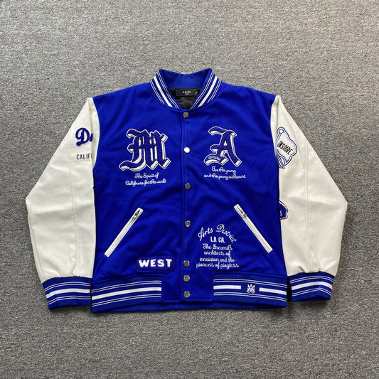 AMIRI DREAM TEAM VARSITY BOMBER JACKET BLUE