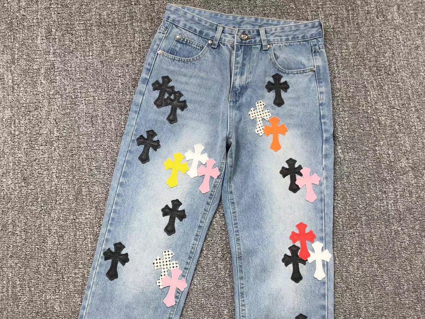 Chrome Hearts Cross Patch Pantalon Jeans Azul