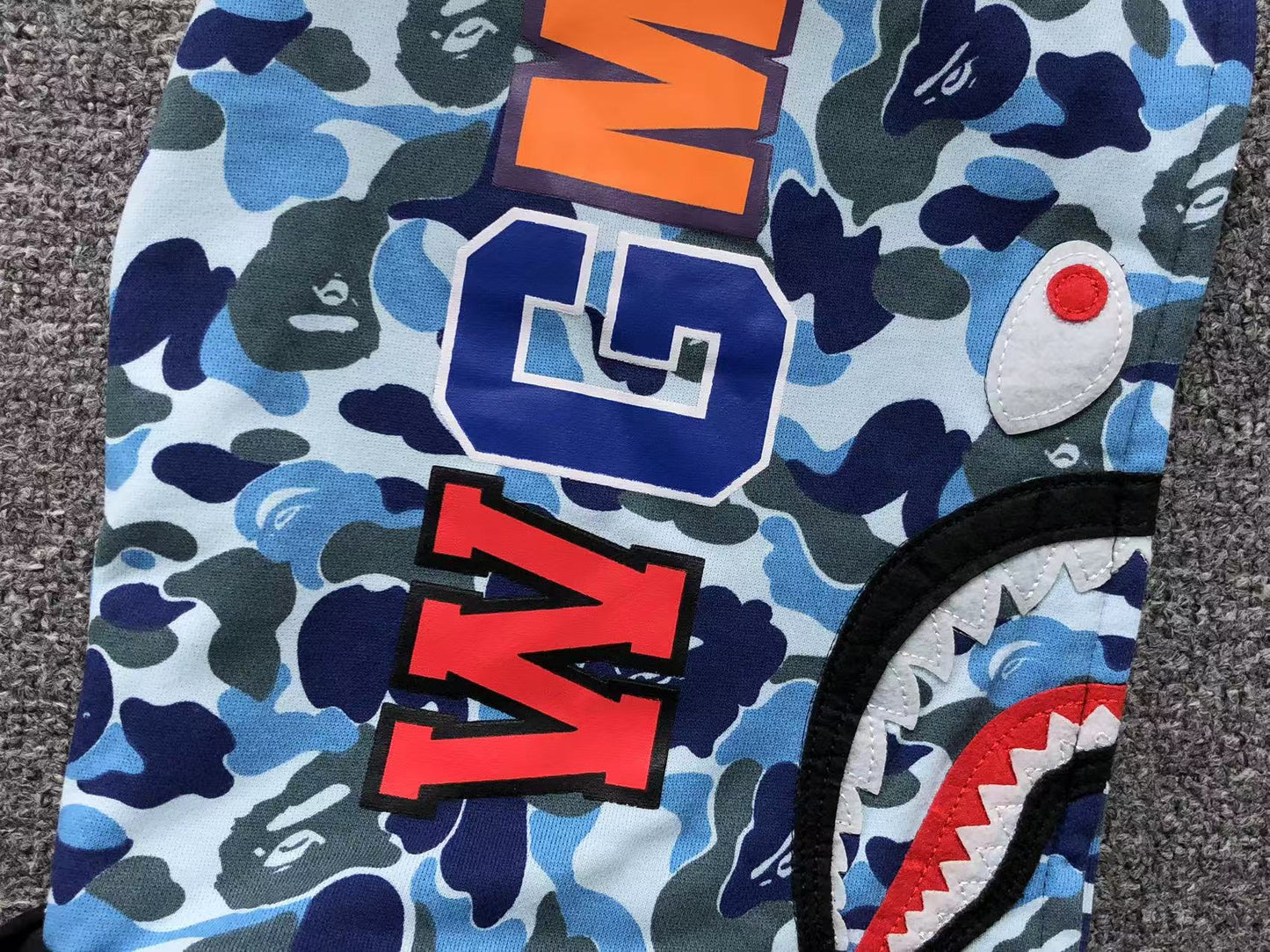 BAPE ABC SHARK FULL ZIP DOUBLE HOODIE BLACK BLUE