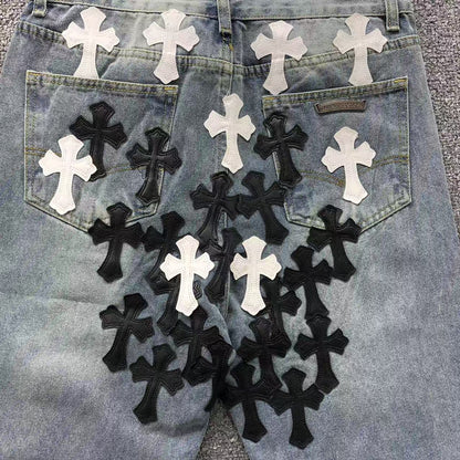 Chrome Hearts Cross Patch Pantalon Jeans Azul Lavado