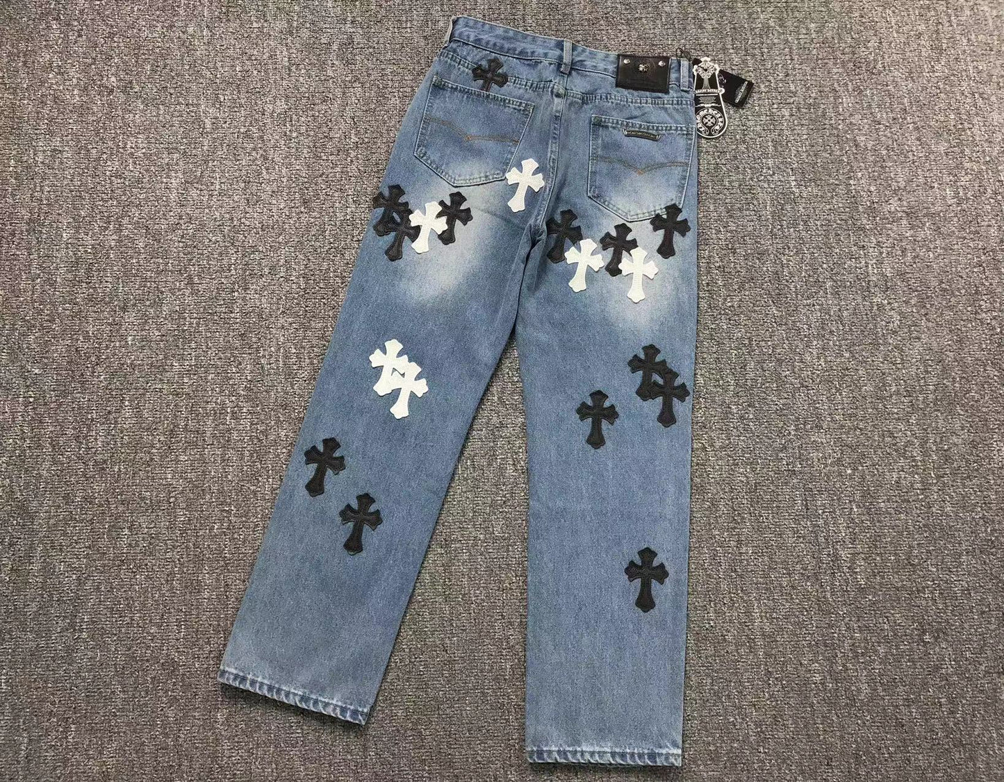 Chrome Hearts Cross Patch Pantalon Jeans Azul Lavado