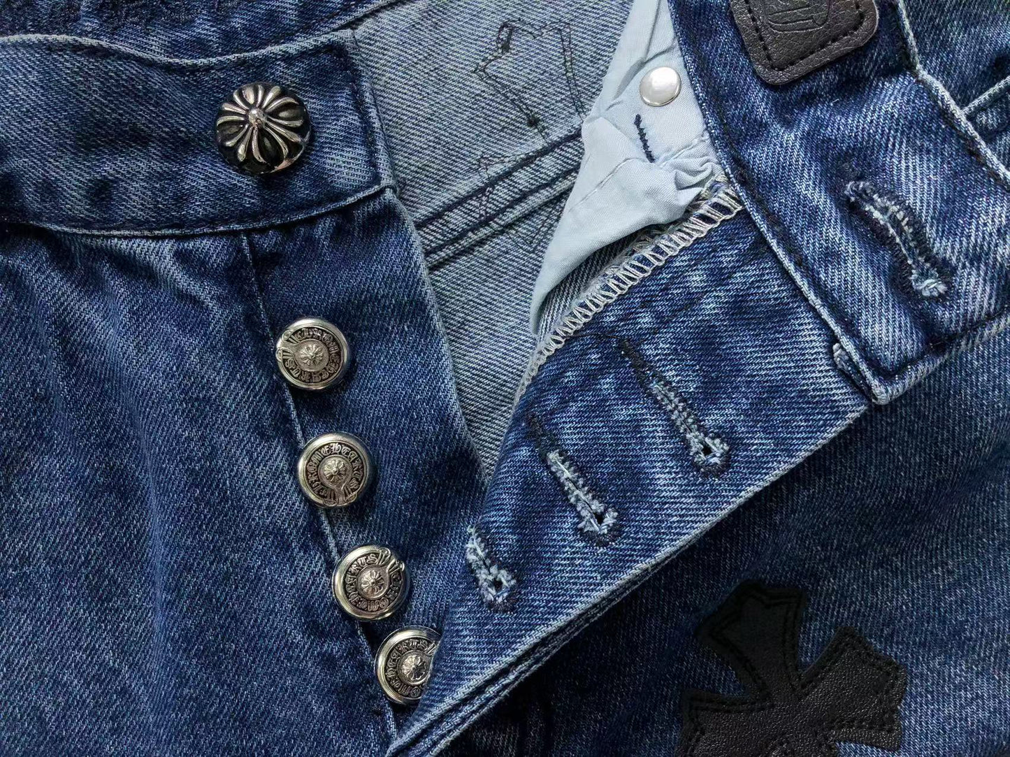 Chrome Hearts Cross Patch Pantalon Jeans Azul