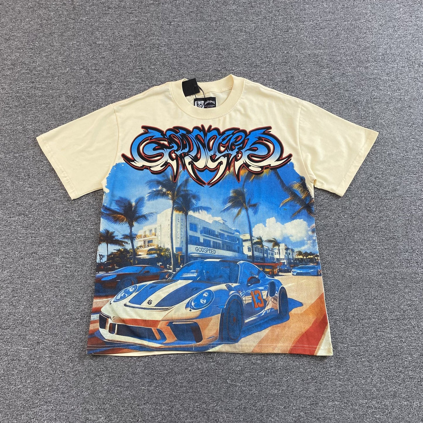 Remera Godspeed Car Meet Miami Crema