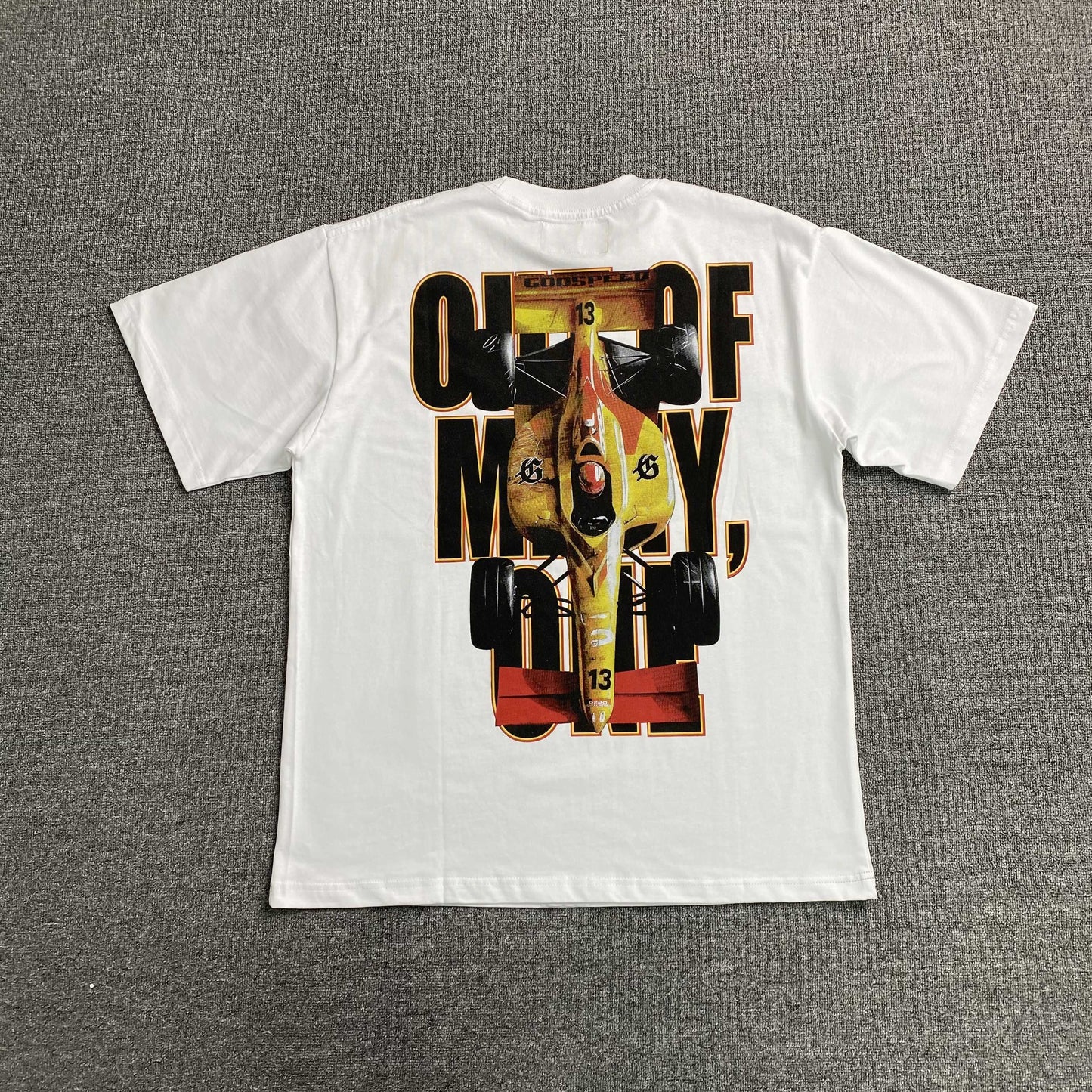 Remera Godspeed F1 Finishline Blanca