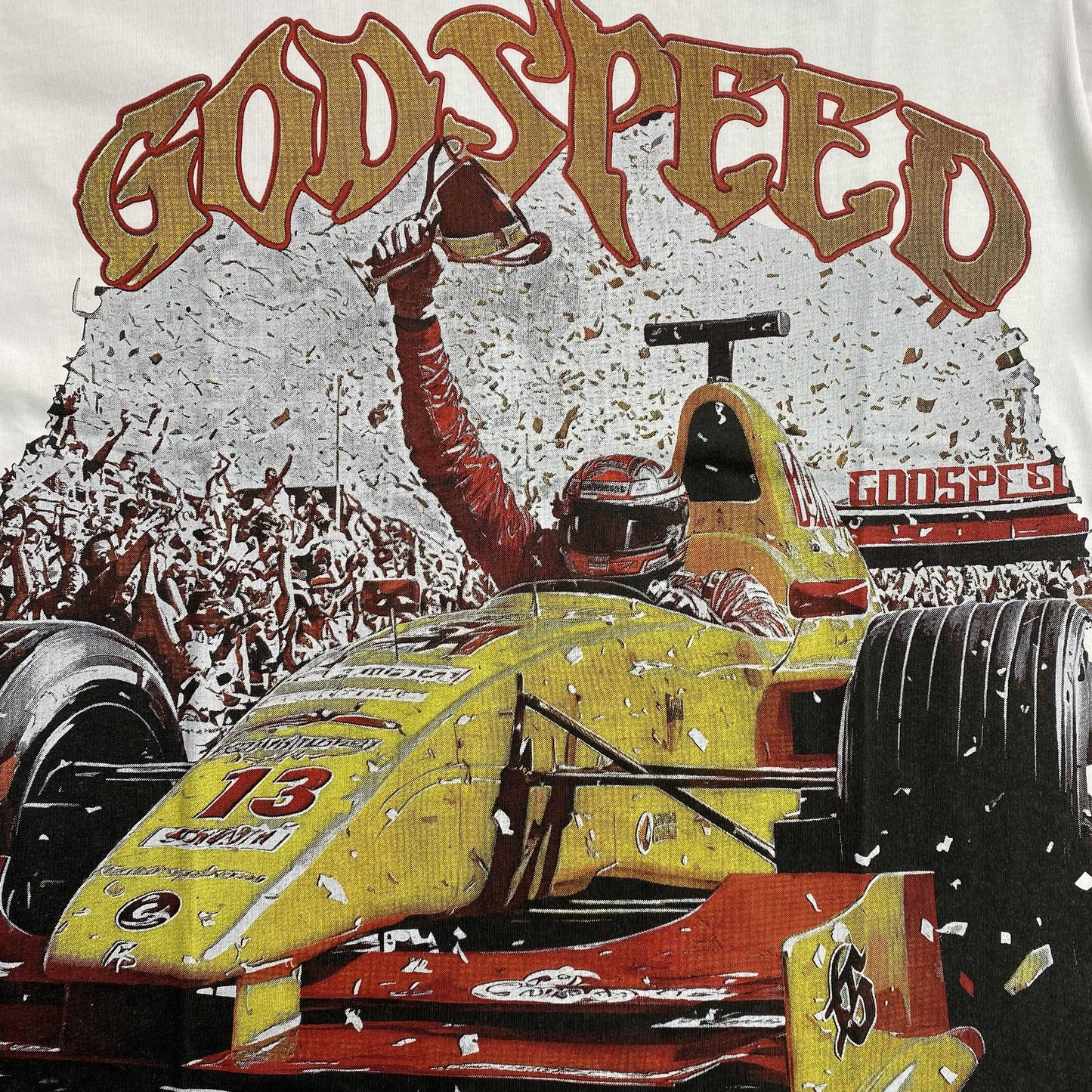 Remera Godspeed F1 Finishline Blanca