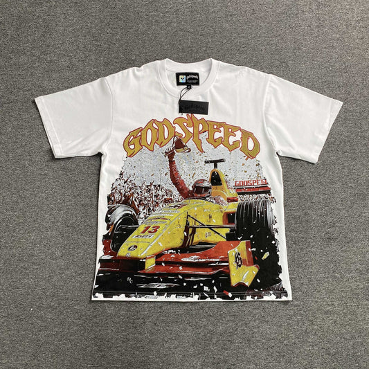 Remera Godspeed F1 Finishline Blanca