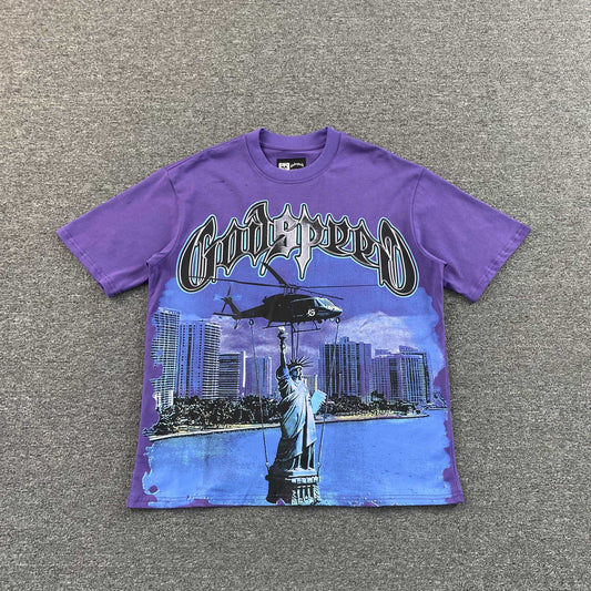Remera Godspeed JFK to MIA Violeta