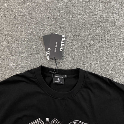 Remera Mixed Emotion Angel Rhinestone Negra