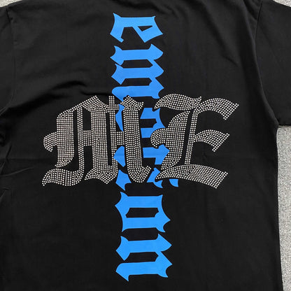Remera Mixed Emotion Angel Rhinestone Negra