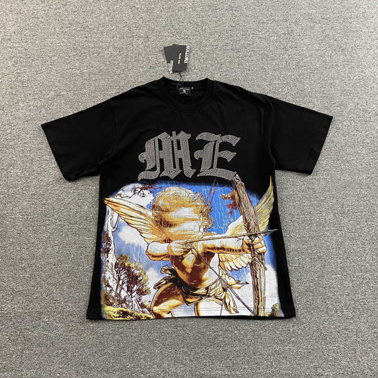 Remera Mixed Emotion Angel Rhinestone Negra