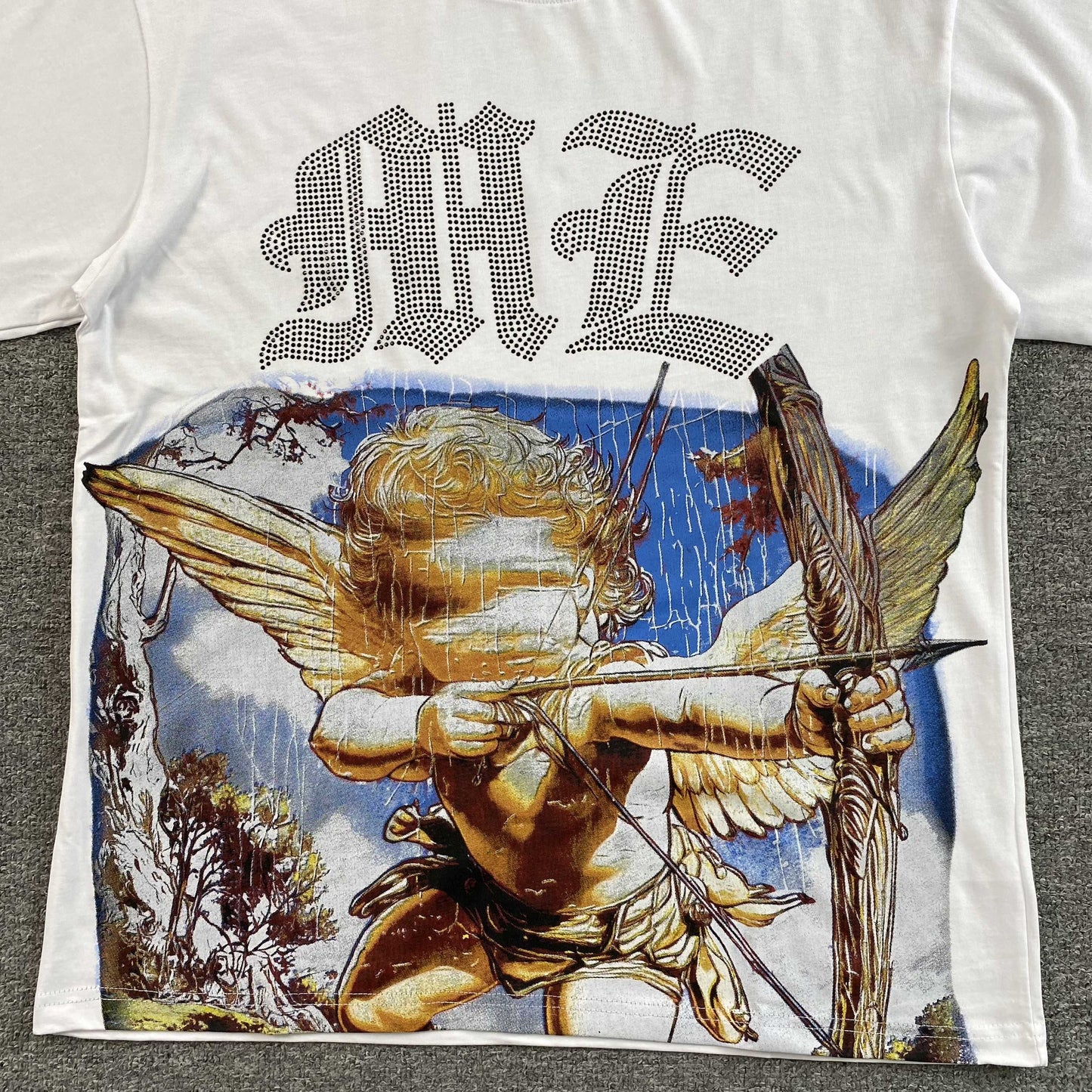 Remera Mixed Emotion Angel Rhinestone Blanca