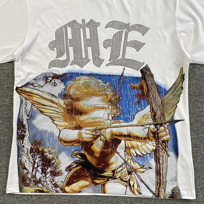 Remera Mixed Emotion Angel Rhinestone Blanca