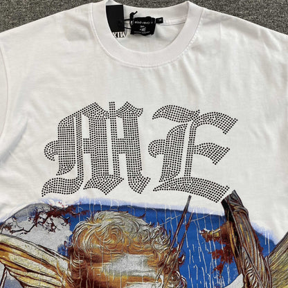 Remera Mixed Emotion Angel Rhinestone Blanca