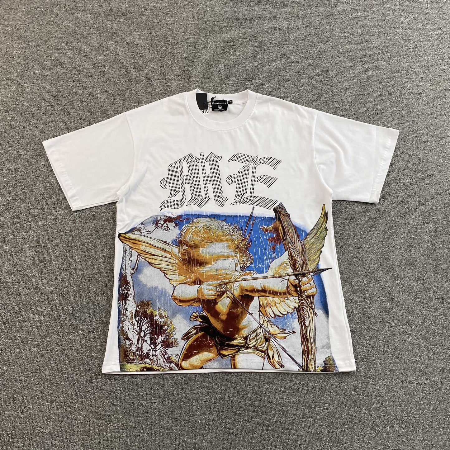 Remera Mixed Emotion Angel Rhinestone Blanca