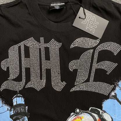 Remera Mixed Emotion Astronaut Rhinestone Negra