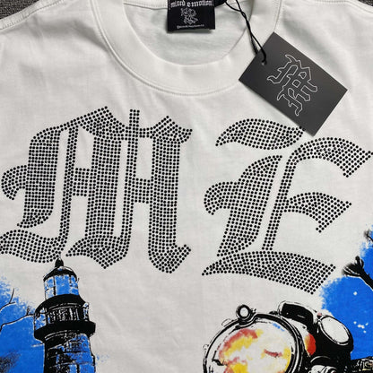 Remera Mixed Emotion Astronaut Rhinestone Blanca