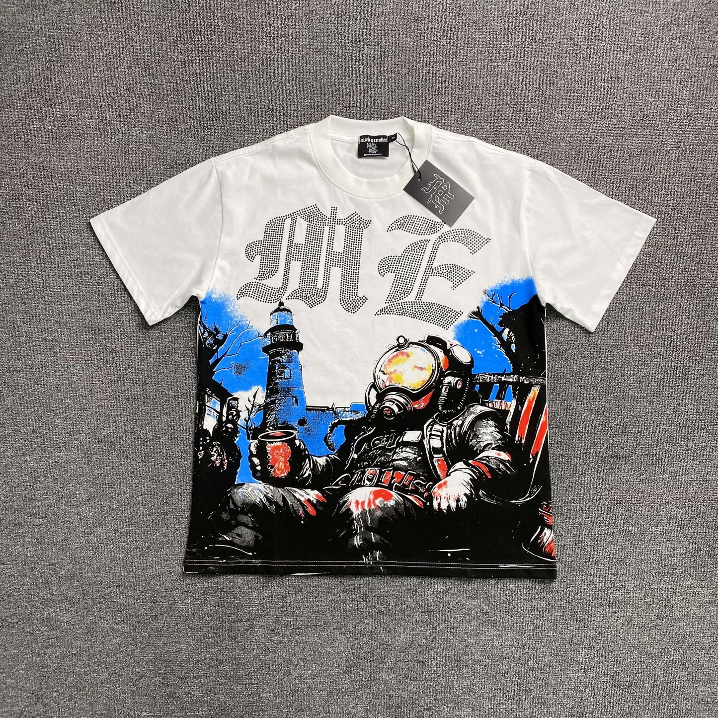 Remera Mixed Emotion Astronaut Rhinestone Blanca