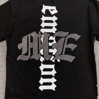 Remera Mixed Emotion Beach Rhinestone Negra