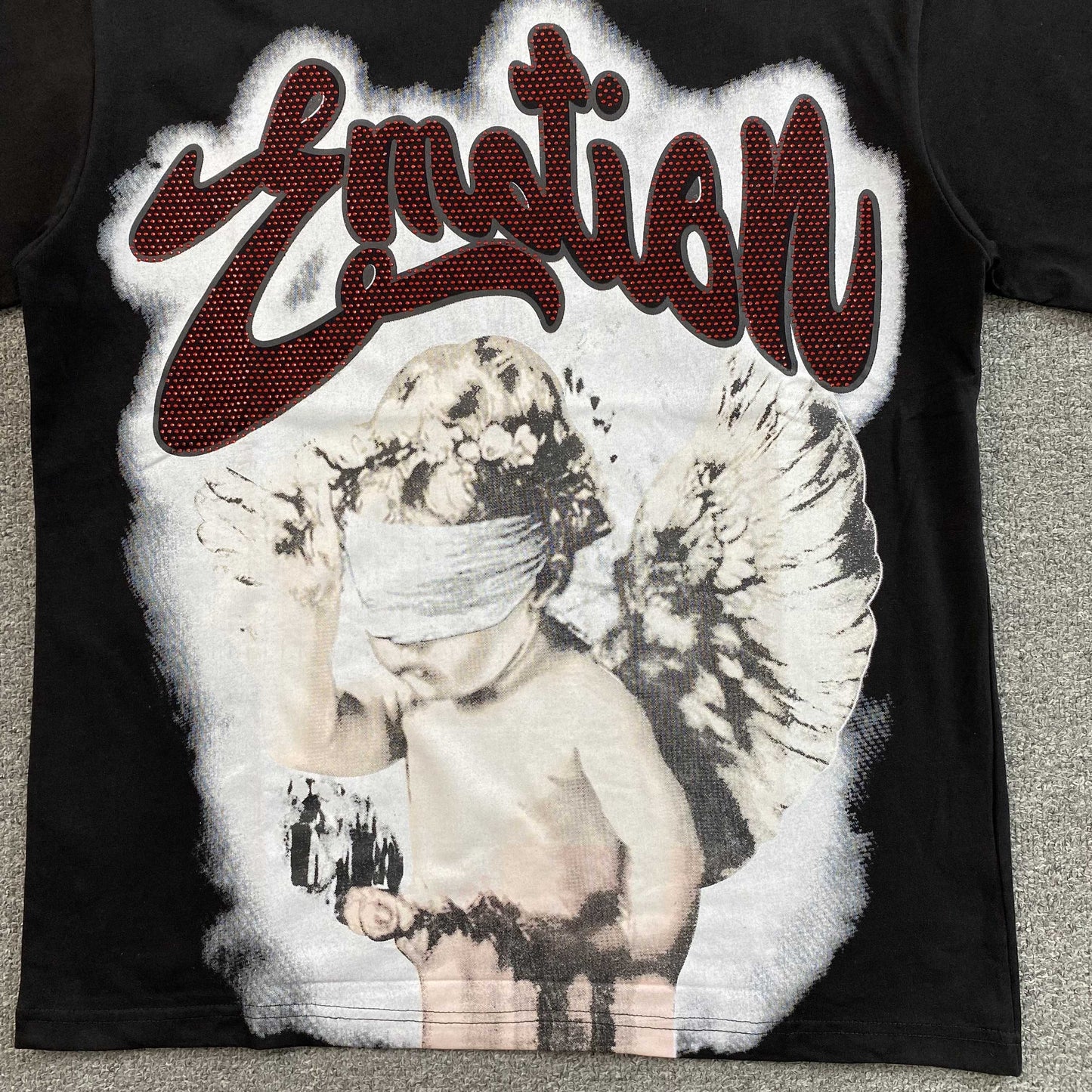 Remera Mixed Emotion Blinded Rhinestone Negra