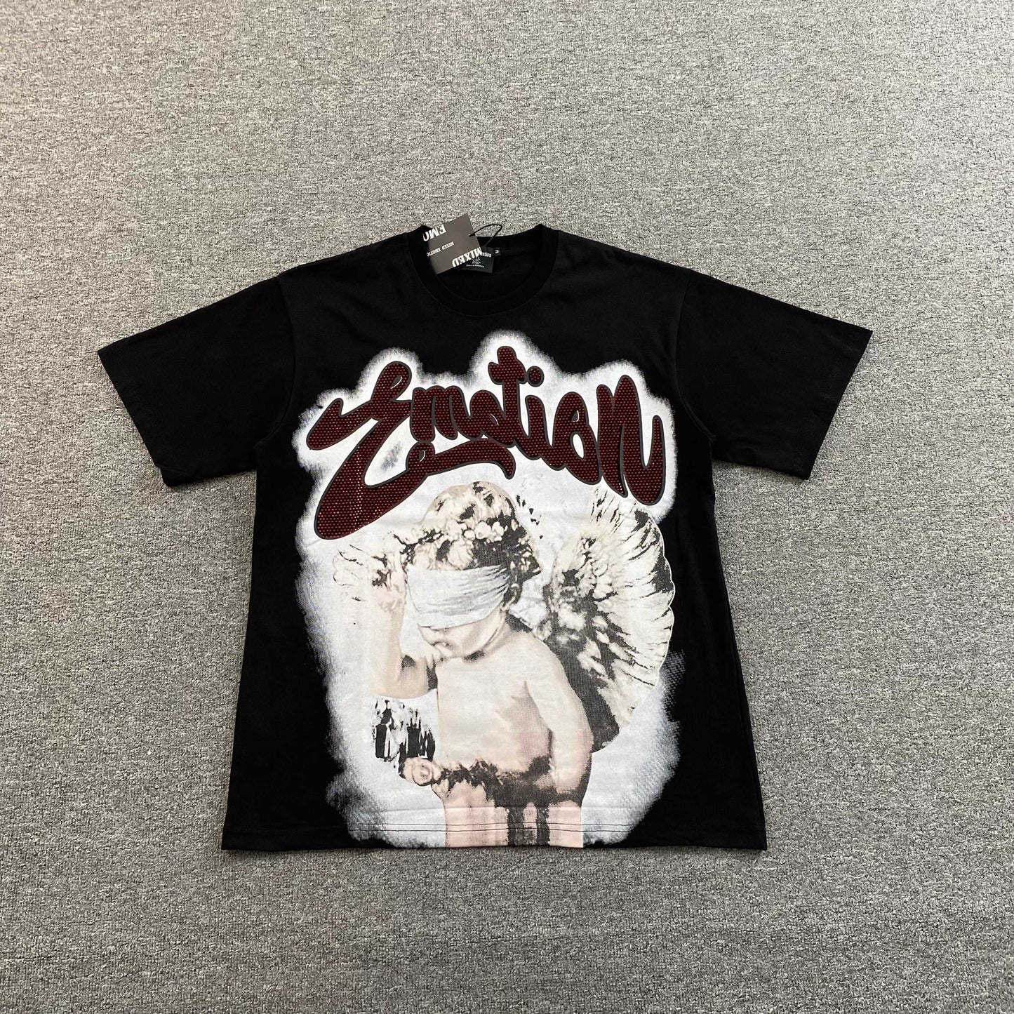 Remera Mixed Emotion Blinded Rhinestone Negra
