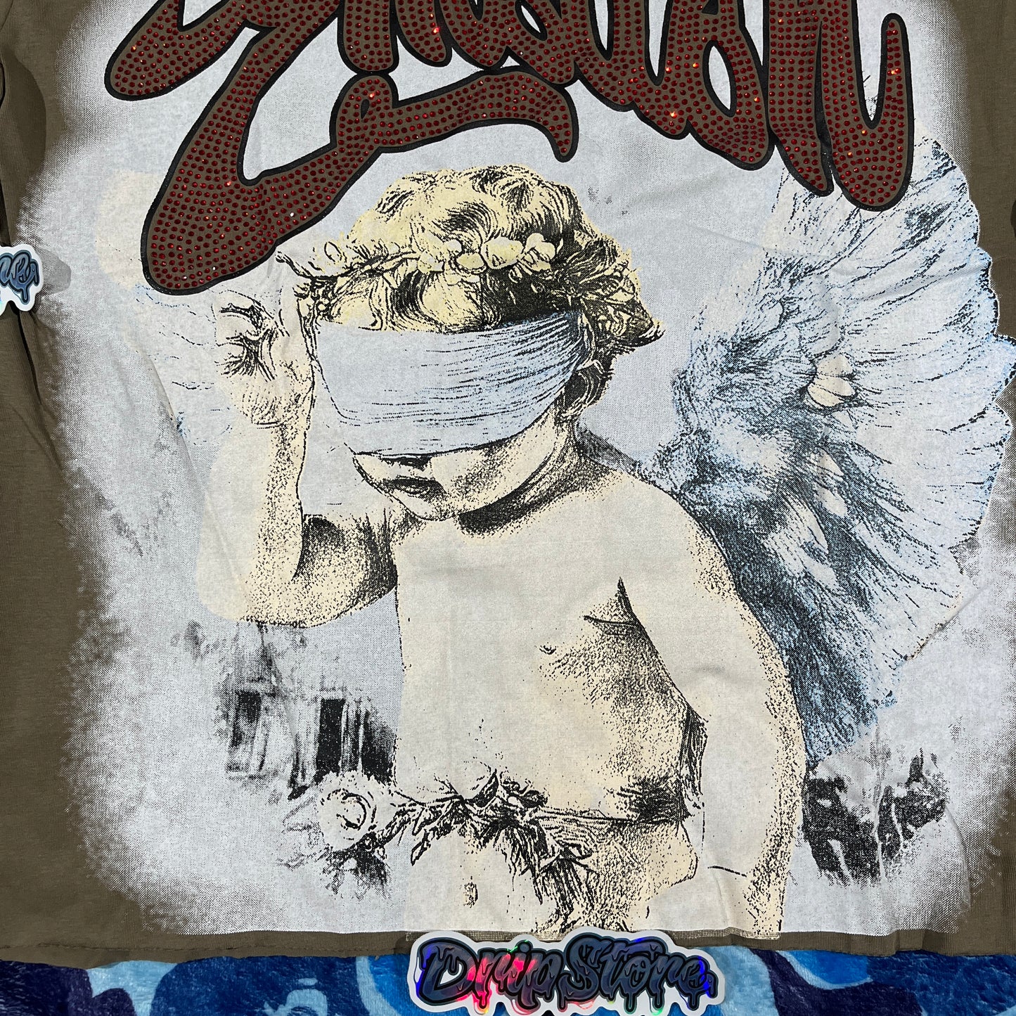 Remera Mixed Emotion Blinded Rhinestone Gris