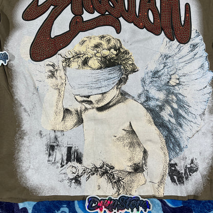 Remera Mixed Emotion Blinded Rhinestone Gris
