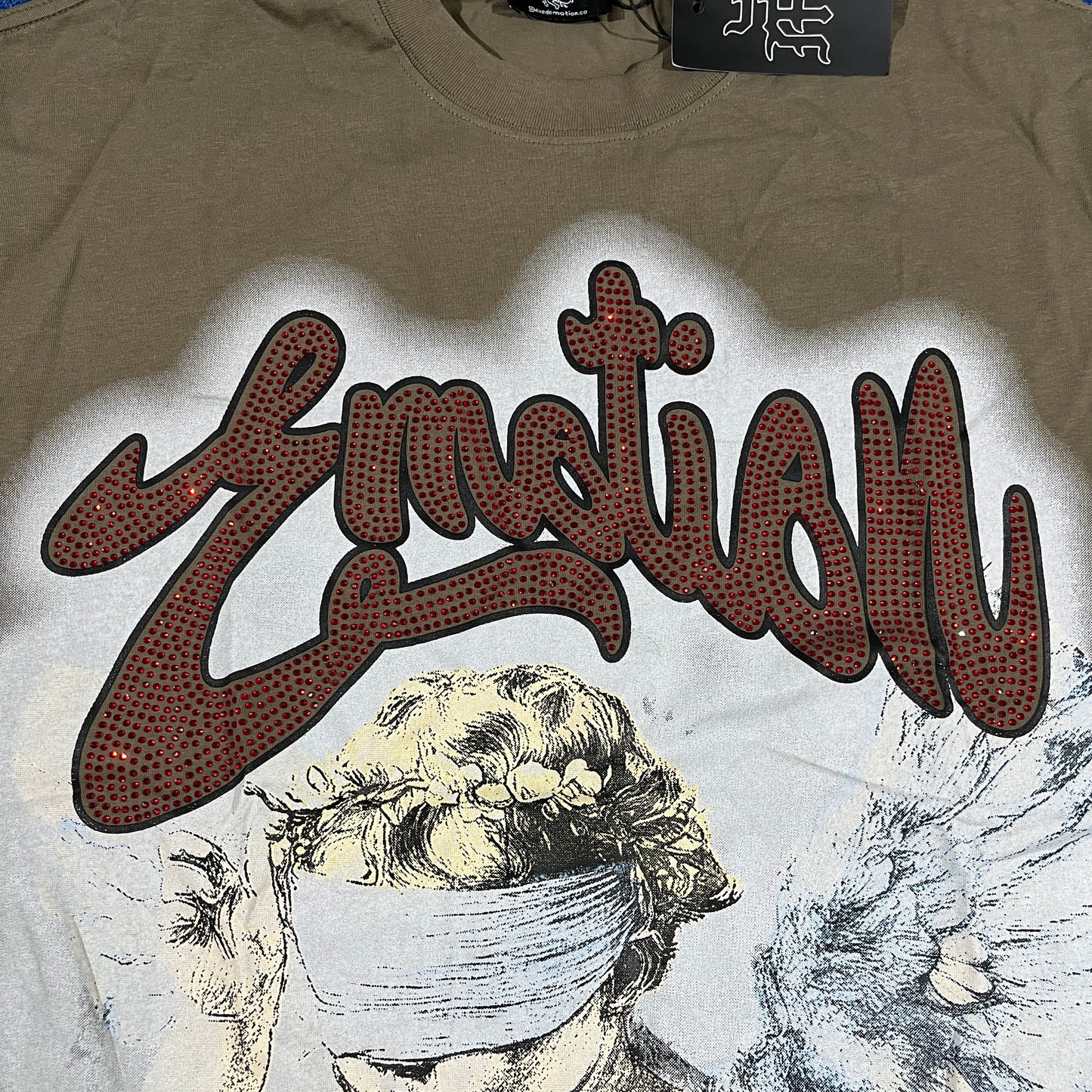 Remera Mixed Emotion Blinded Rhinestone Gris