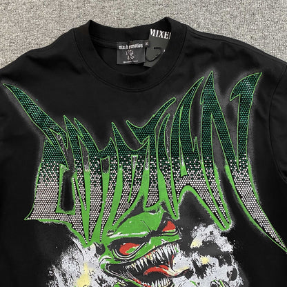 Remera Mixed Emotion Goblin Rhinestone Negra