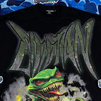 Remera Mixed Emotion Goblin Rhinestone Negra