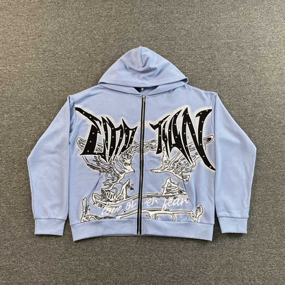 Campera Mixed Emotion Graffiti Celeste