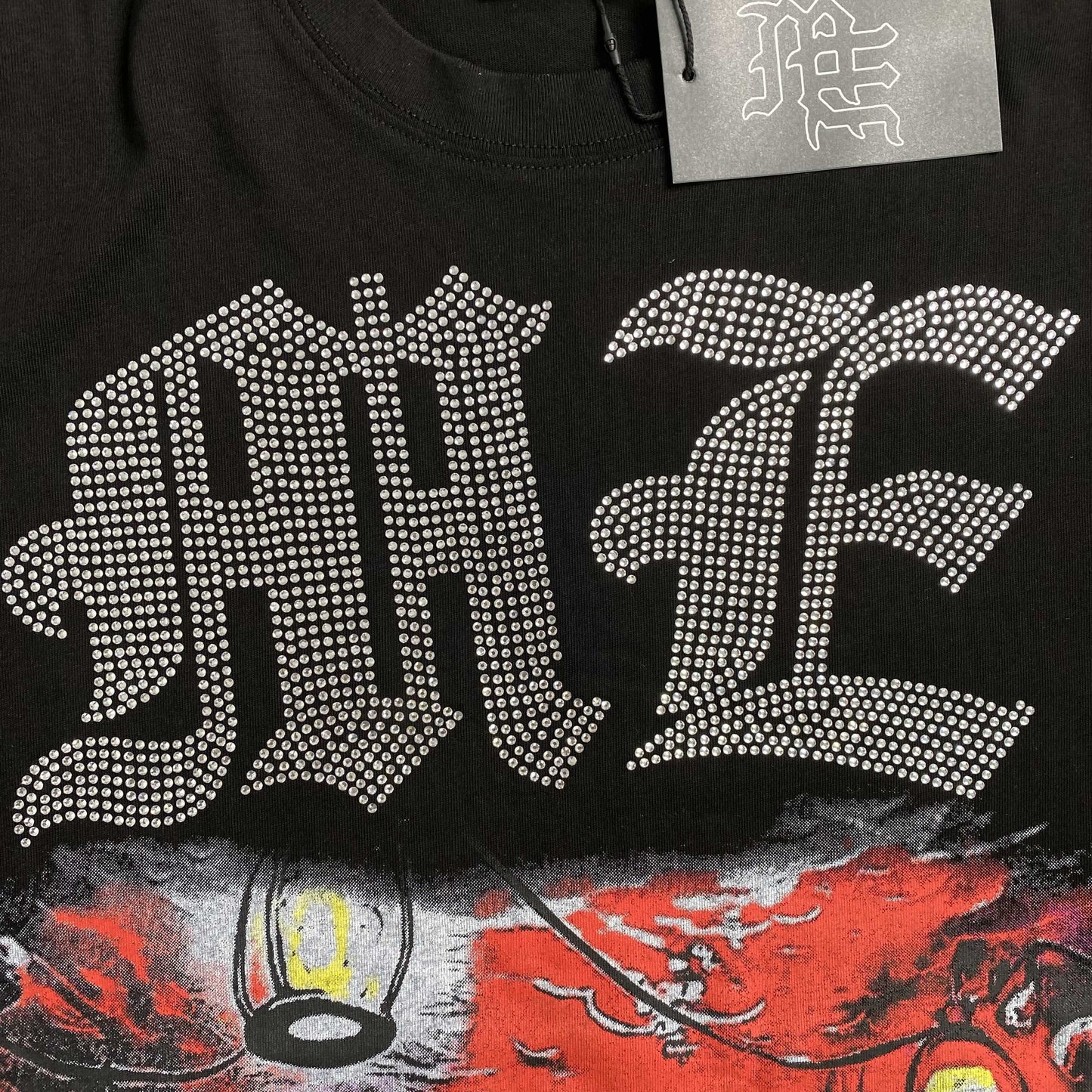 Remera Mixed Emotion Octopus Rhinestone Negra