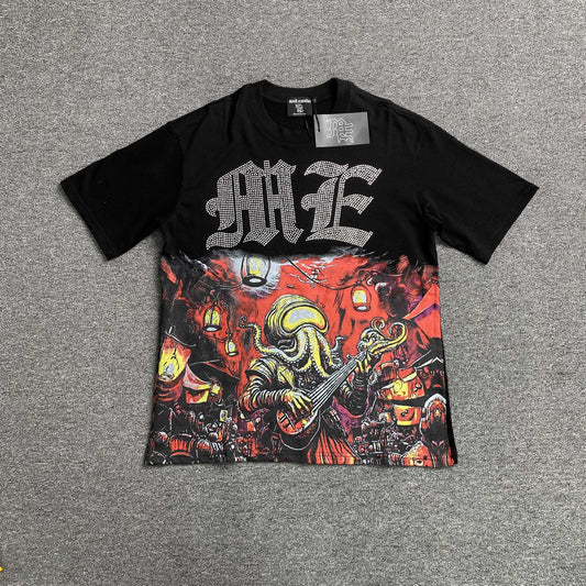 Remera Mixed Emotion Octopus Rhinestone Negra