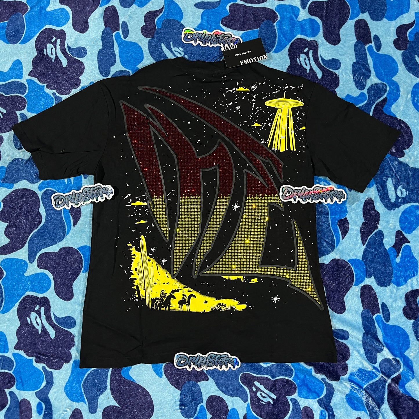 Remera Mixed Emotion Ranger Rhinestone Negra