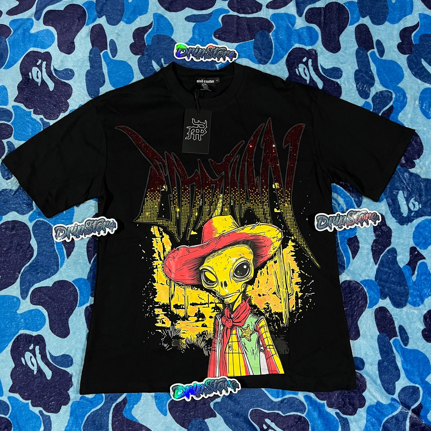 Remera Mixed Emotion Ranger Rhinestone Negra