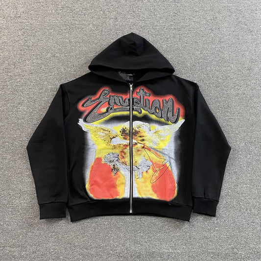 Campera Mixed Emotion Rhinestone Negra