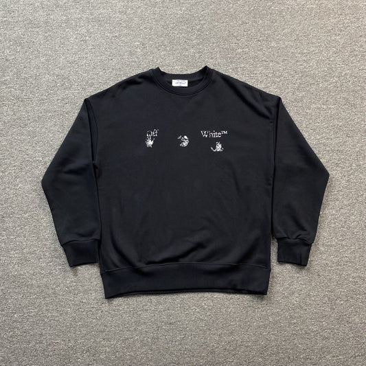 off-white-faded-logo-print-crewneck-black-Drip Store Argentina