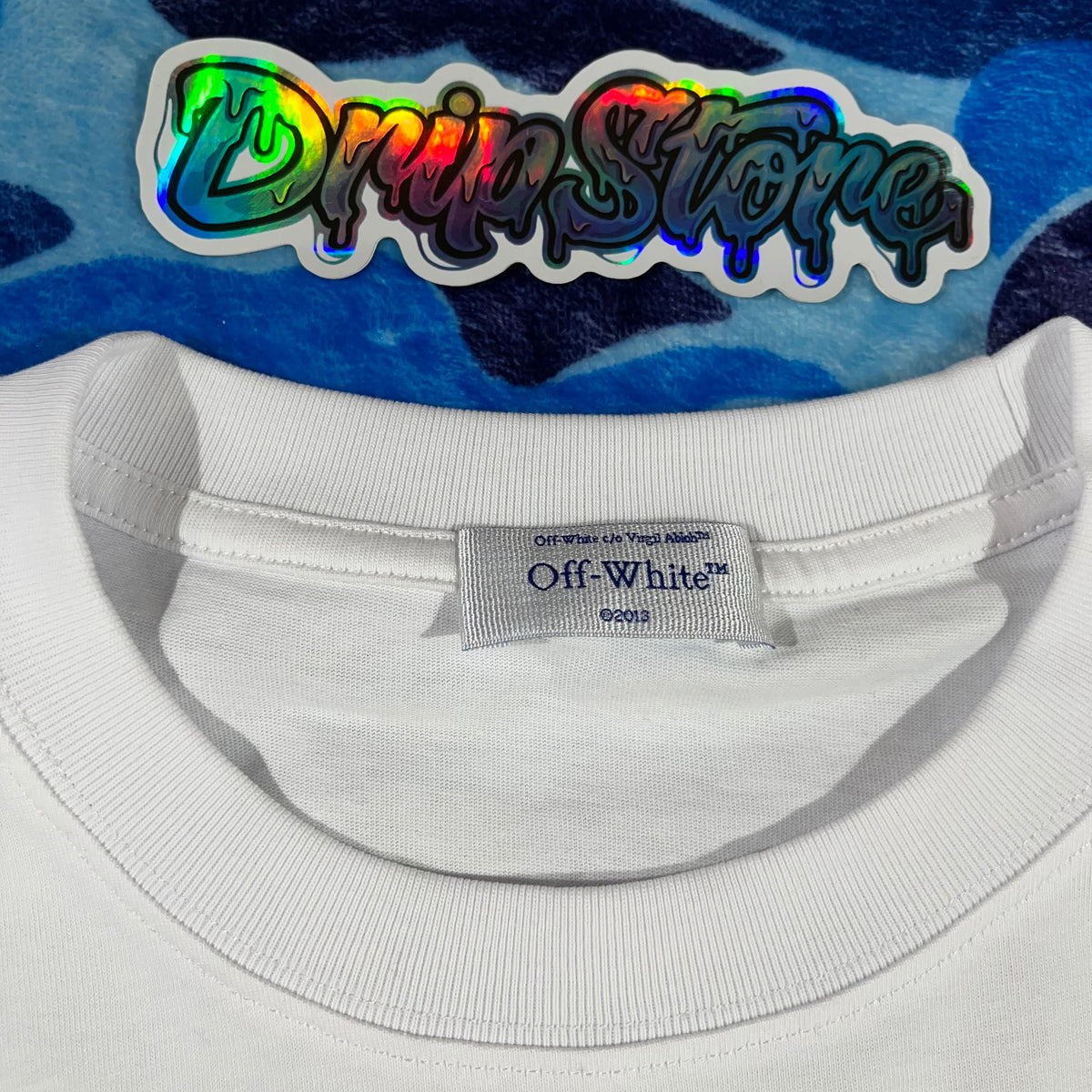 Remera Off White Type Sticker Blanca